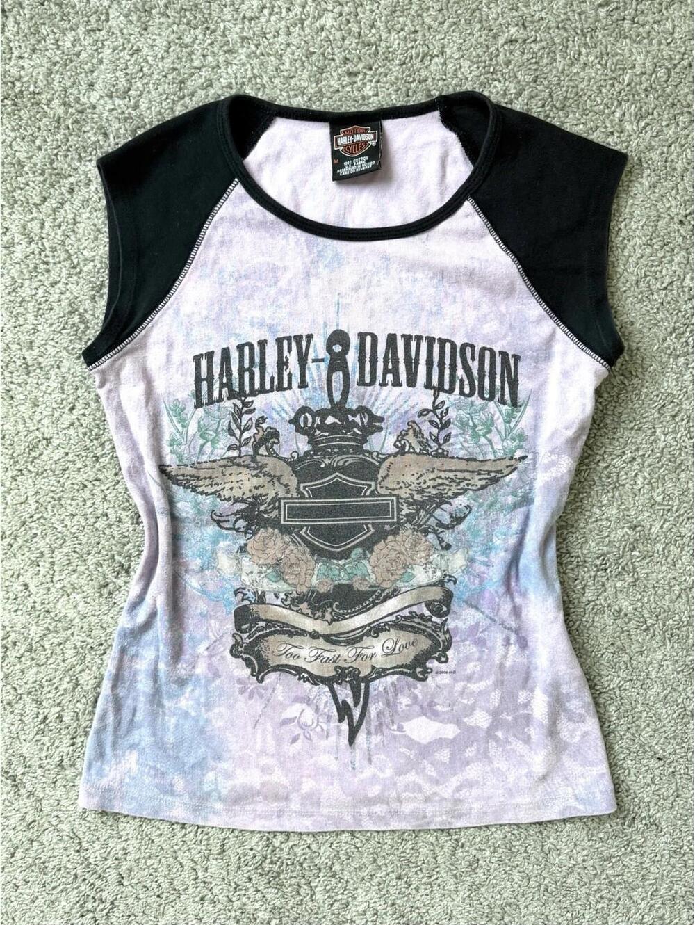 Vintage 2006 Harley Davidson Women's Sz M Short Sleeve T-Shirt Too Fast For Love